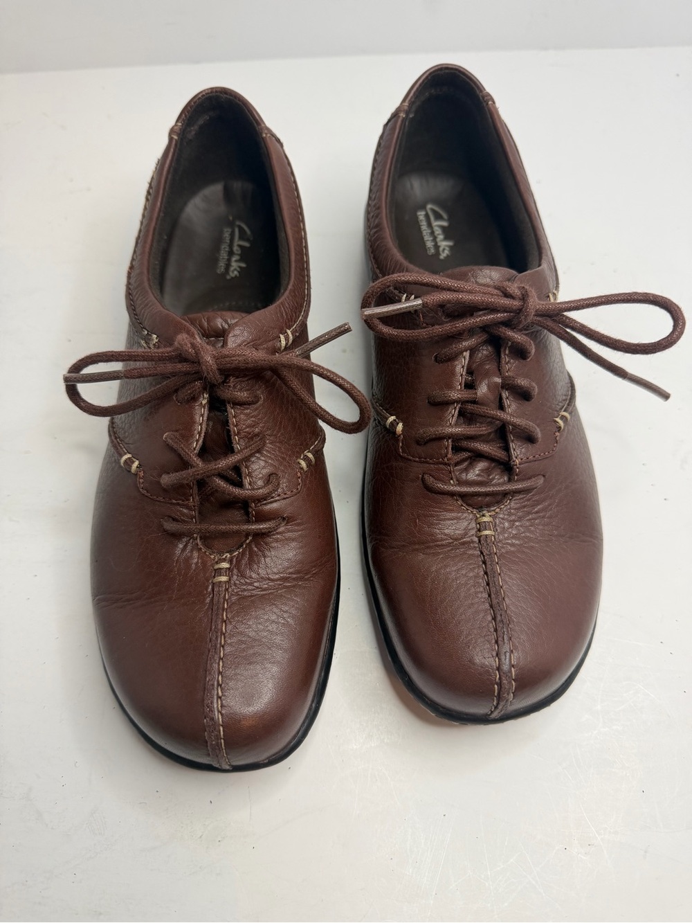 Clarks Bendables Beals Leather Lace Up Comfort Oxfords Brown Women's 8M
